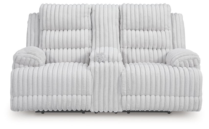 Rhines Falls Power Reclining Loveseat with Console - Vida Furniture (Laredo,TX)