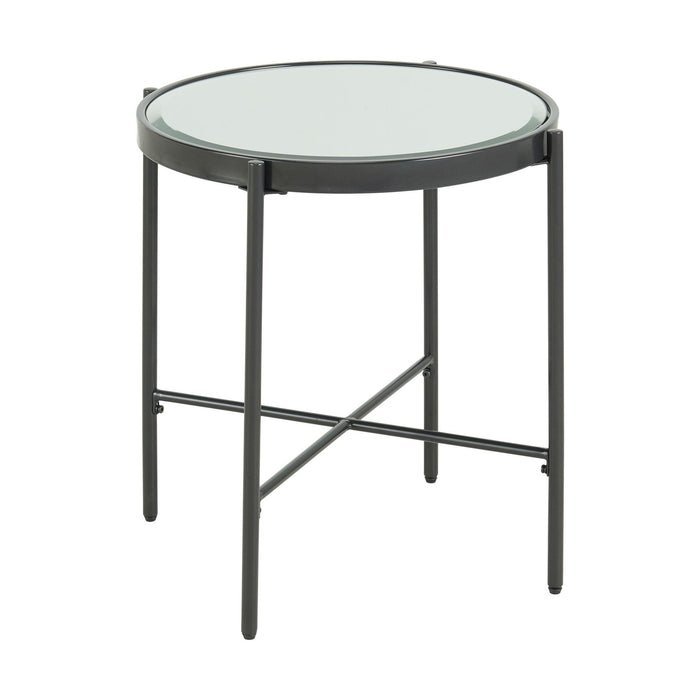 Vienna Round End Table with Glass Top - Vida Furniture (Laredo,TX)