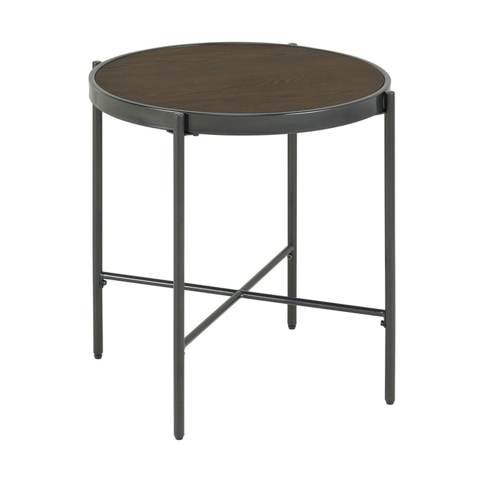 Vienna Round End Table with Wooden Top - Vida Furniture (Laredo,TX)