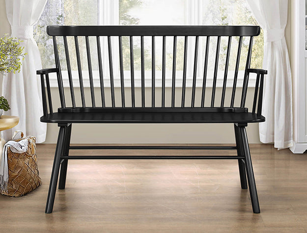 JERIMIAH SPINDLEBACK BENCH BLACK - Vida Furniture (Laredo,TX)