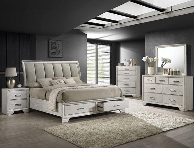JAYMES K STORAGE BED HEADBOARD WHITE MIST - Vida Furniture (Laredo,TX)