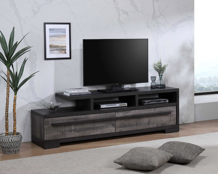REMINGTON TV STAND GRAY/EBONY - Vida Furniture (Laredo,TX)