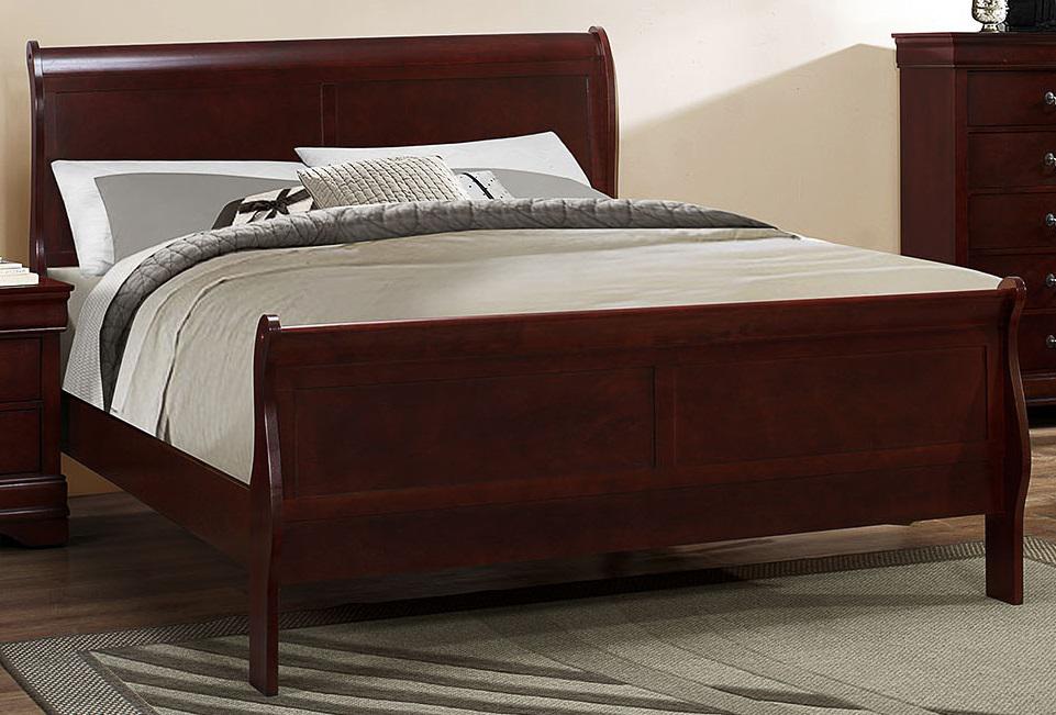 Galaxy Home Louis Phillipe Twin Sleigh Bed in Cherry GHF-808857629654 - Vida Furniture (Laredo,TX)