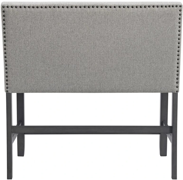 Elements International Seneca Counter Height Dining Bench with Back in Grey - Vida Furniture (Laredo,TX)