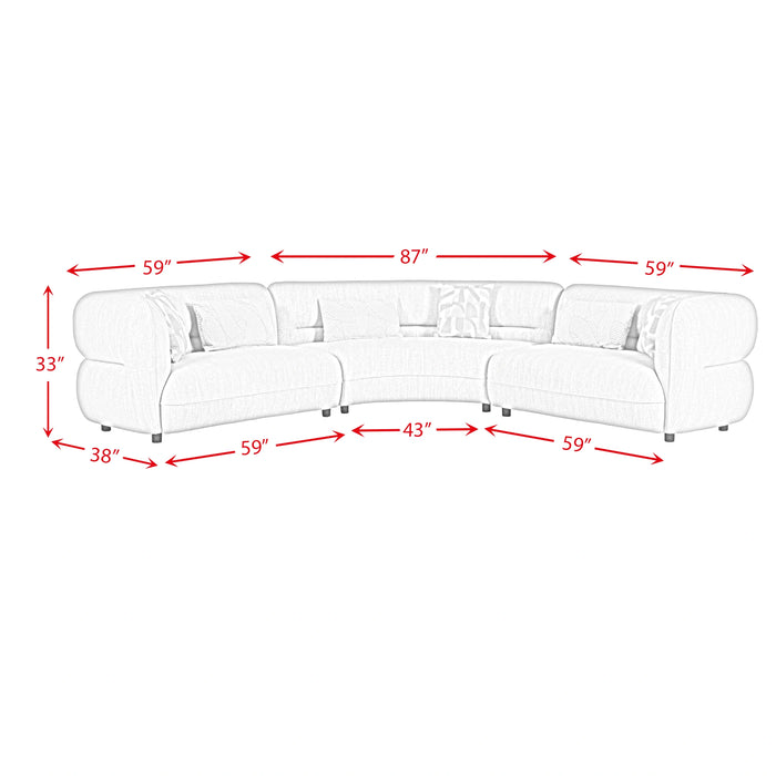 Four Seasons RHF Loveseat in Woolen Camel with 2 Pillows