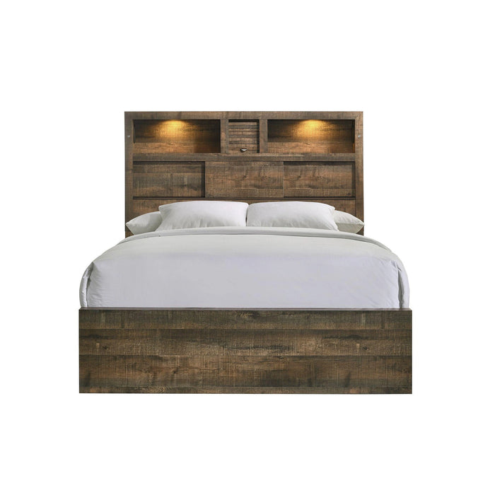 Bailey King Bookcase Panel Bed with Bluetooth
