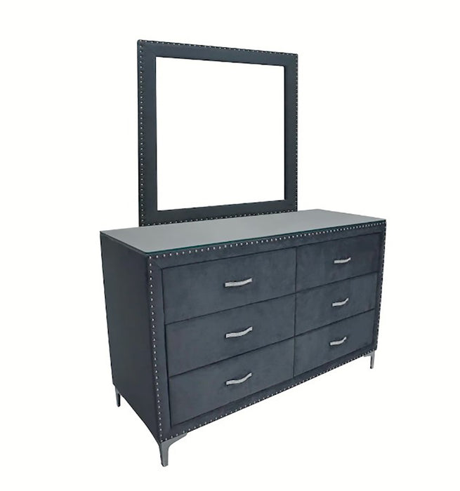 Crown Mark Furniture Lucinda 6 Drawer Dresser in Gray - Vida Furniture (Laredo,TX)