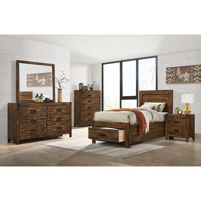 Elements International Warner Twin Storage Bed in Chesnut - Vida Furniture (Laredo,TX)