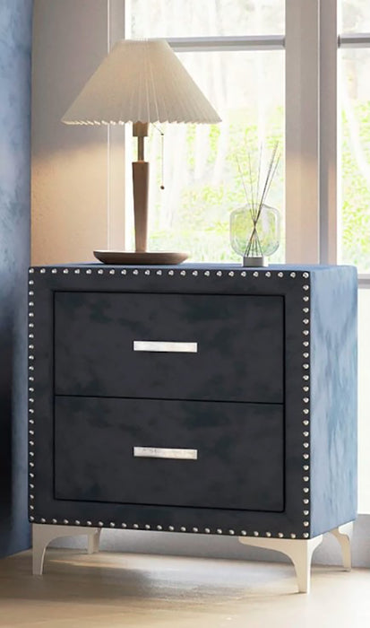 Crown Mark Furniture Lucinda 2 Drawer Nightstand in Gray - Vida Furniture (Laredo,TX)