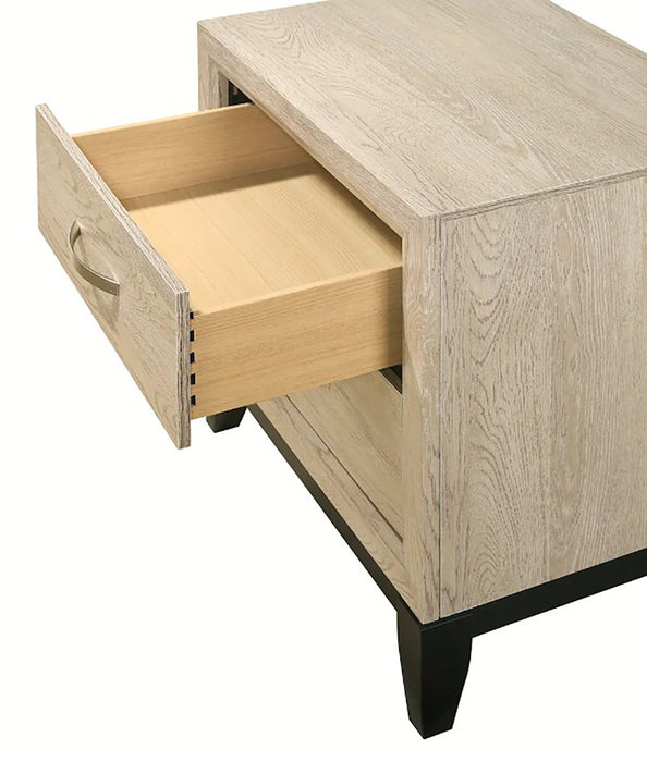 Crown Mark Furniture Akerson 2 Drawer Nightstand in Beige - Vida Furniture (Laredo,TX)
