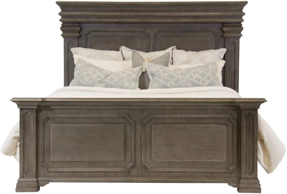 Elements International Kings Court King Panel Bed in Grey - Vida Furniture (Laredo,TX)