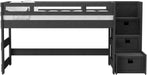 Elements International Cali Kids Twin Junior Loft Bed with Staircase in Sleek Gray - Vida Furniture (Laredo,TX)