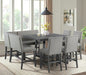 Elements International Seneca Counter Height Dining Bench with Back in Grey - Vida Furniture (Laredo,TX)