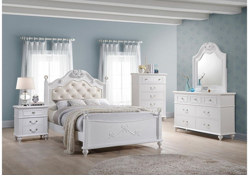 Elements International Alana Full Bed with Trundle in White Lacquer - Vida Furniture (Laredo,TX)