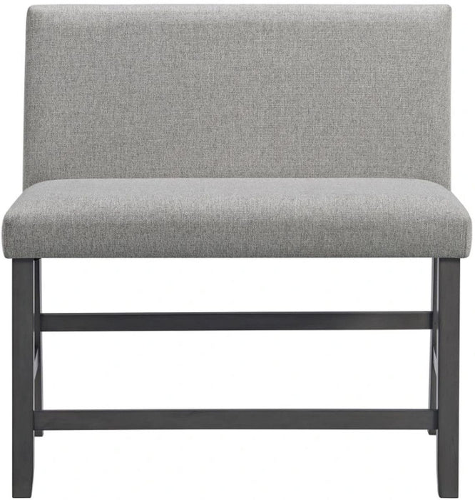 Elements International Seneca Counter Height Dining Bench with Back in Grey - Vida Furniture (Laredo,TX)