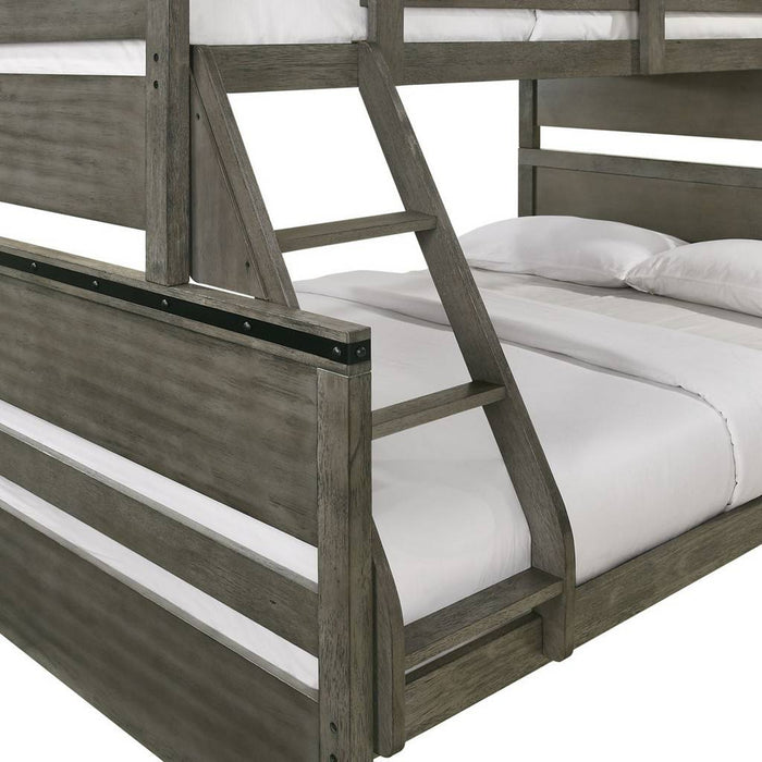 Elements International Wade Twin over Full Bunk Bed in Gray - Vida Furniture (Laredo,TX)