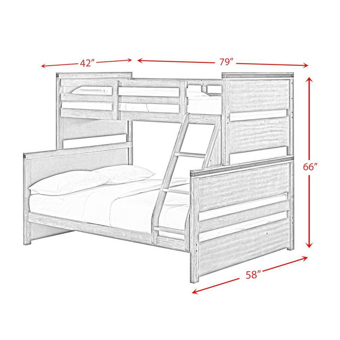 Elements International Wade Twin over Full Bunk Bed in Gray - Vida Furniture (Laredo,TX)