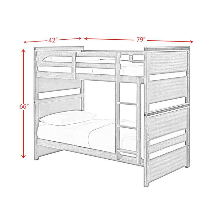 Elements International Wade Twin over Twin Bunk Bed in Gray - Vida Furniture (Laredo,TX)