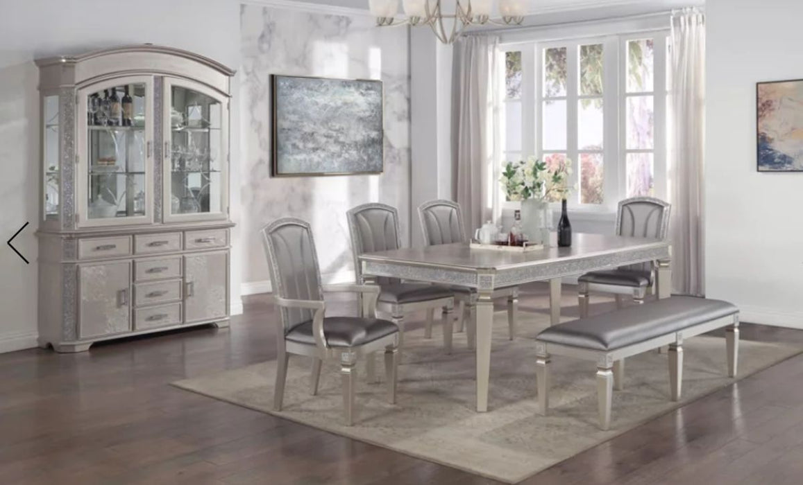 Crown Mark Klina Glam Dining Bench in Light Gray - Vida Furniture (Laredo,TX)