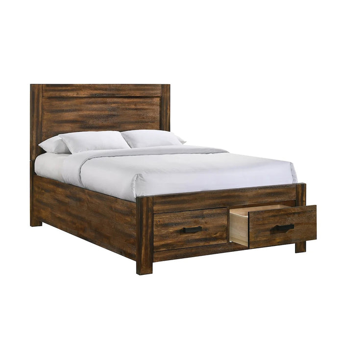 Elements International Warner King Storage Bed in Chesnut - Vida Furniture (Laredo,TX)
