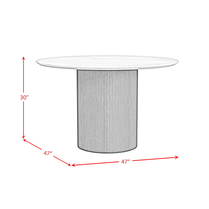 Sylvie Round Dining Table with White Faux Marble Top