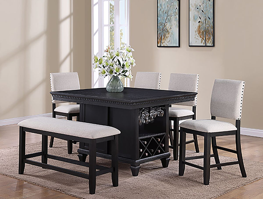Crown Mark Furniture Regent Counter Height Bench in Black - Vida Furniture (Laredo,TX)