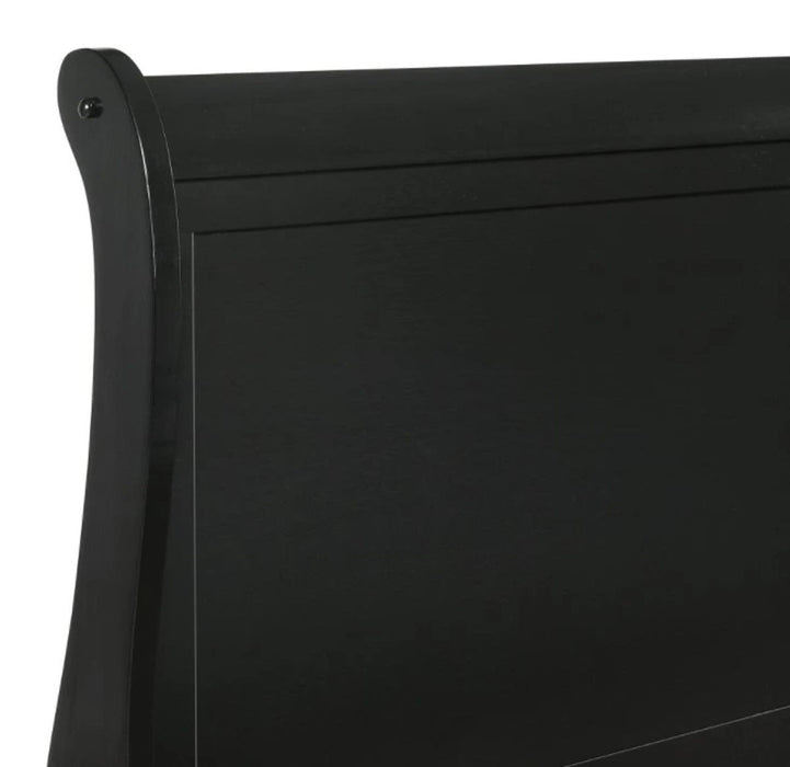Elements International Louis Philippe Full Panel Bed in Black - Vida Furniture (Laredo,TX)