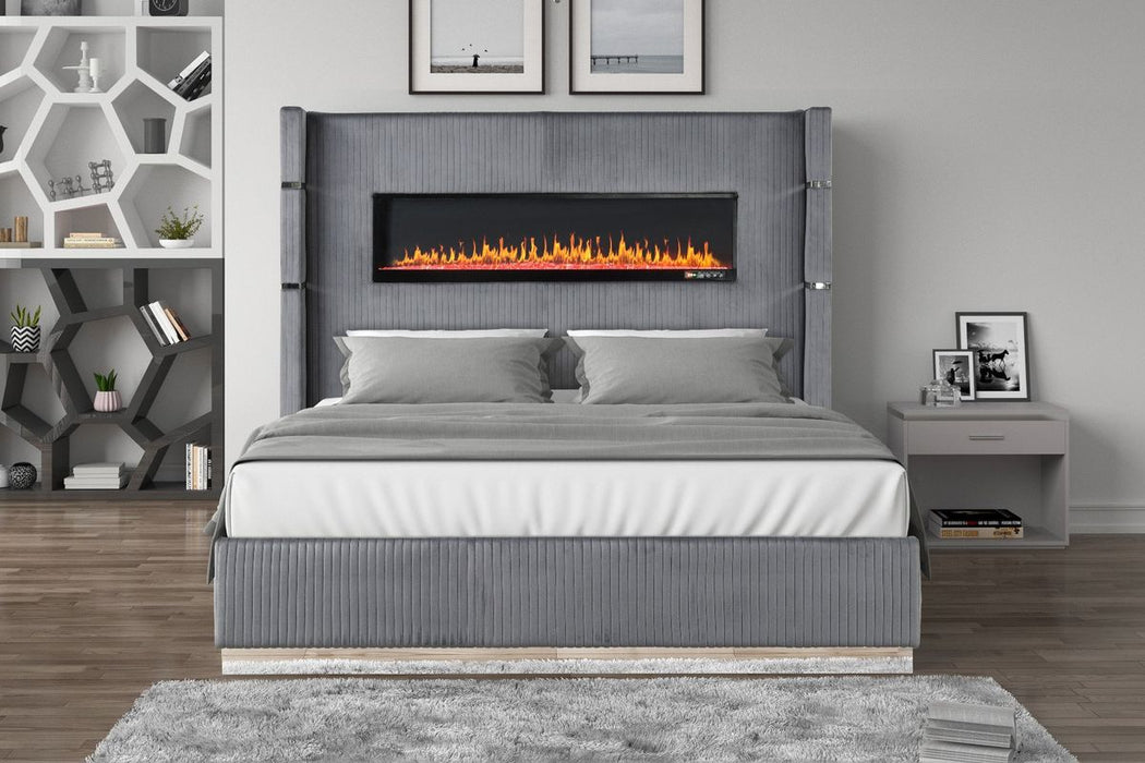 Galaxy Home Lizelle Queen Bed in with Ambient Lighting in Gray - Vida Furniture (Laredo,TX)