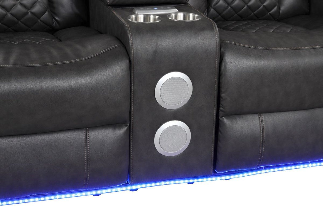Galaxy Home Benz LED & Power Reclining Loveseat in Gray - Vida Furniture (Laredo,TX)