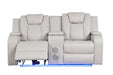 Galaxy Home Benz LED & Power Reclining Loveseat in Ice/ White - Vida Furniture (Laredo,TX)