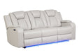 Galaxy Home Benz LED & Power Reclining Sofa in Ice/White - Vida Furniture (Laredo,TX)