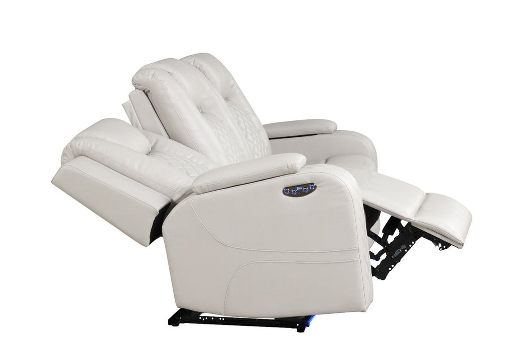 Galaxy Home Benz LED & Power Reclining Sofa in Ice/White - Vida Furniture (Laredo,TX)