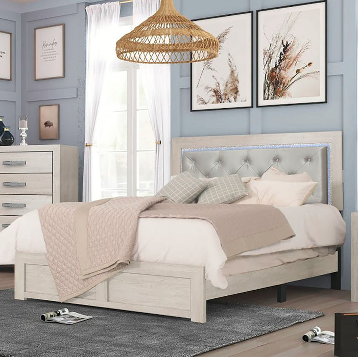 Crown Mark Furniture Jaylen King Upholstered Panel Bed in Gray - Vida Furniture (Laredo,TX)