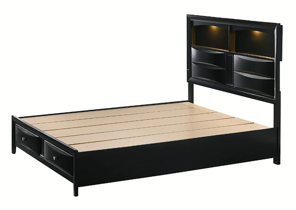 Crown Mark Furniture Fallon Queen Platform Bed with Storage in Black B4288-Q - Vida Furniture (Laredo,TX)