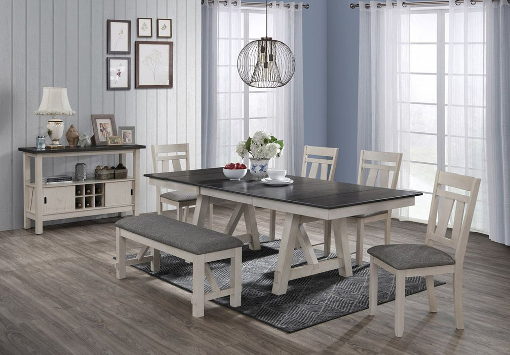 Crown Mark Maribelle Bench in Chalk/Grey - Vida Furniture (Laredo,TX)
