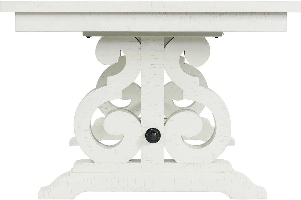 Elements International Stone Dining Table in White DST700DTC - Vida Furniture (Laredo,TX)