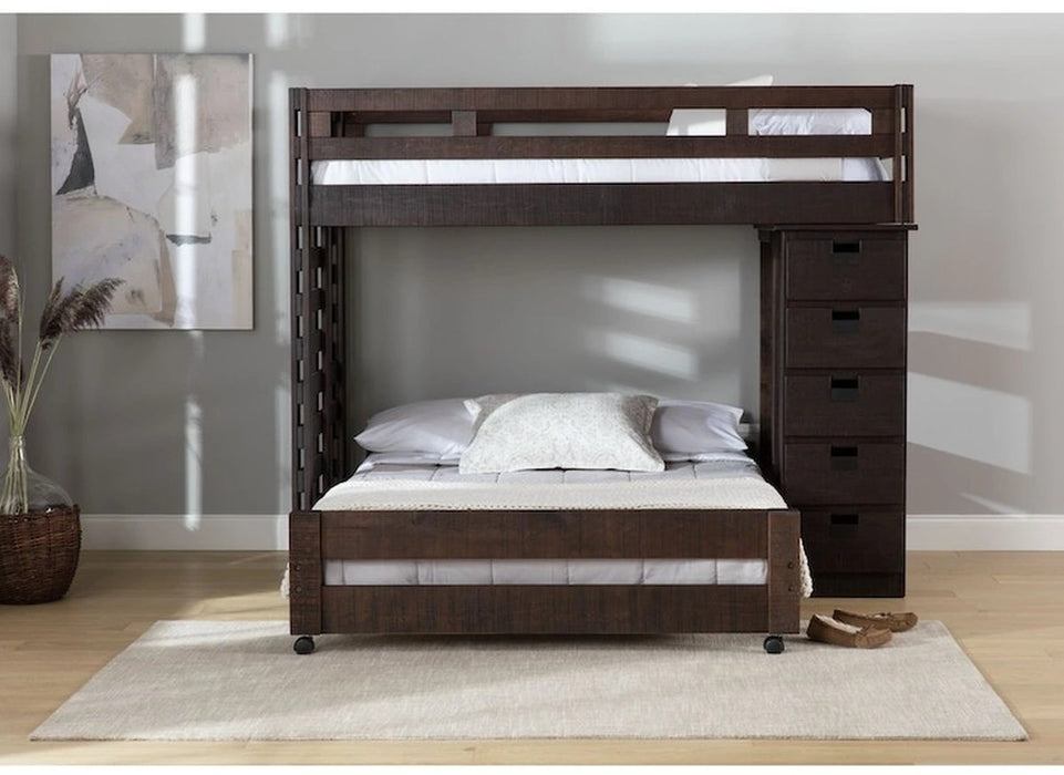 Elements International Cali Kids Twin Loft Bookcase Bed in Brown - Vida Furniture (Laredo,TX)