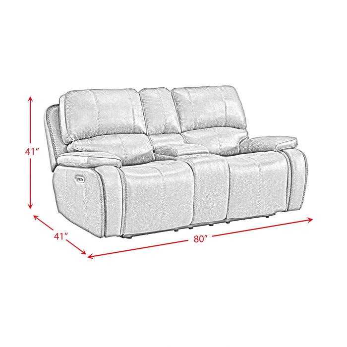 Atlantis Power Motion Loveseat with Power Motion Head Recliner & Console in Heritage Brown