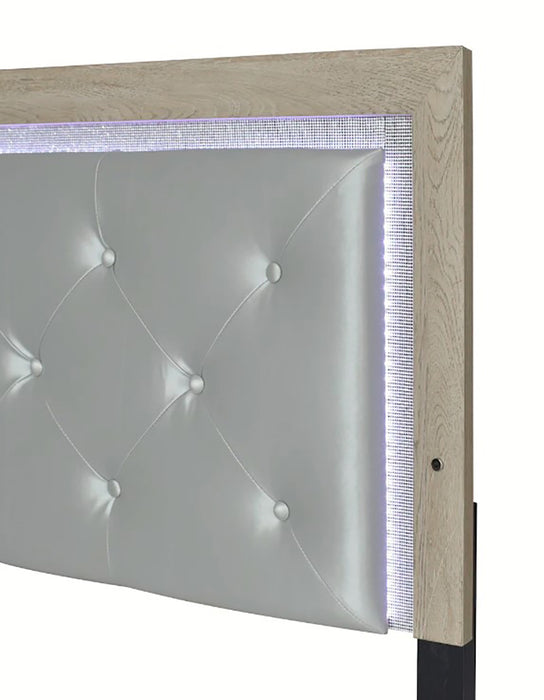 Crown Mark Furniture Jaylen King Upholstered Panel Bed in Gray - Vida Furniture (Laredo,TX)