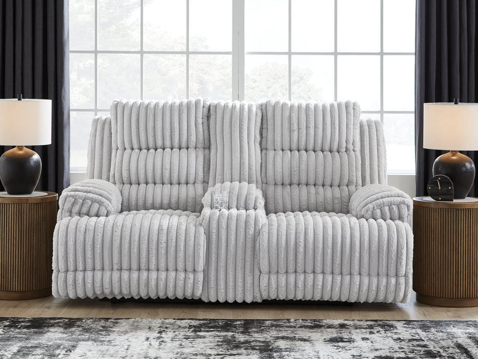 Rhines Falls Power Reclining Loveseat with Console - Vida Furniture (Laredo,TX)