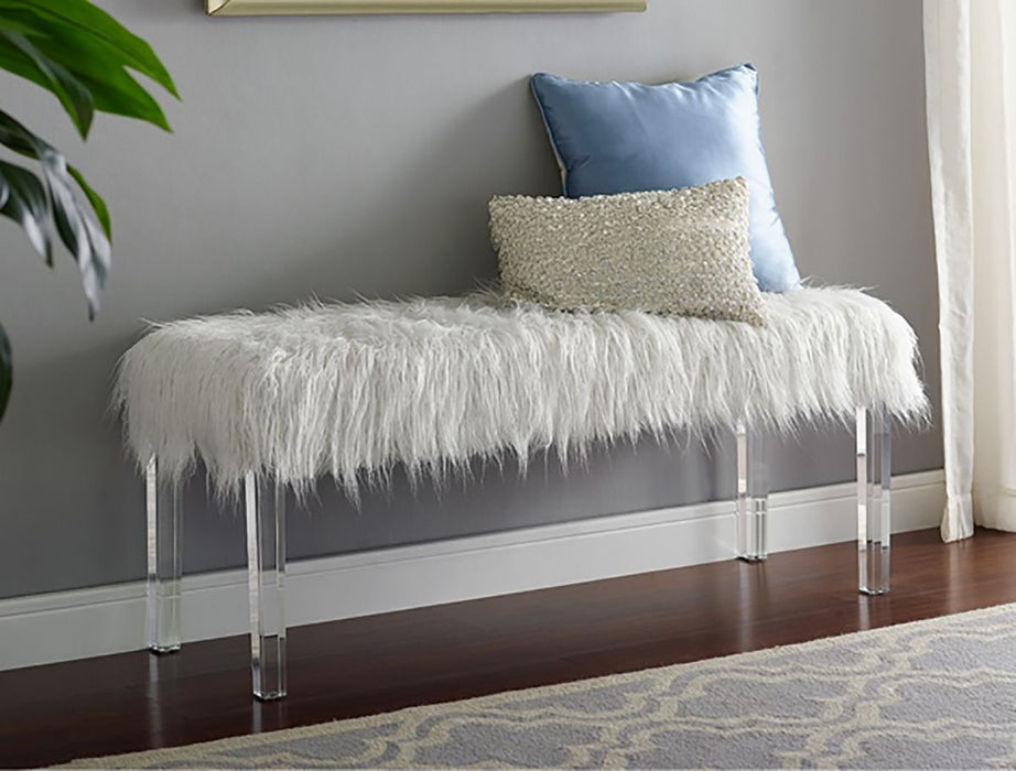 Crown Mark Furniture Fatima Bench in White - Vida Furniture (Laredo,TX)