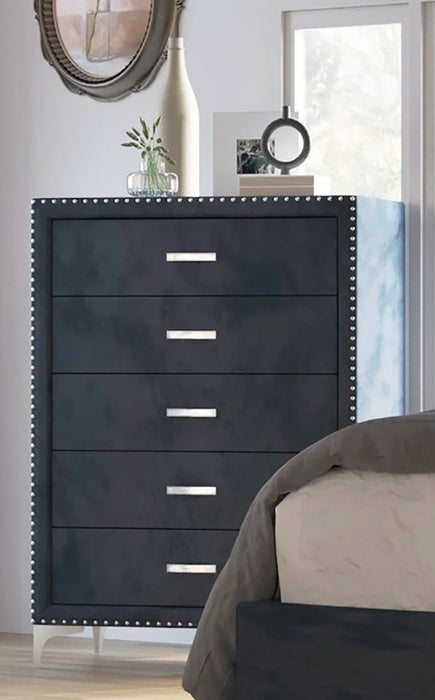 Crown Mark Furniture Lucinda 5 Drawer Chest in Gray - Vida Furniture (Laredo,TX)