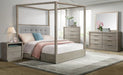Elements International Arcadia King Upholstered Canopy Bed in Grey - Vida Furniture (Laredo,TX)