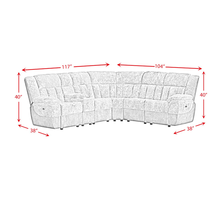 Santorini 6PC Motion Sectional Set in Dillon/Shire Grey