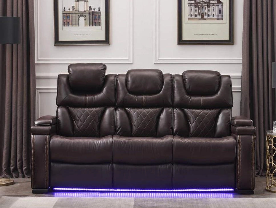 Galaxy Home Lexus Power Reclining Sofa in Brown GHF-808857769299