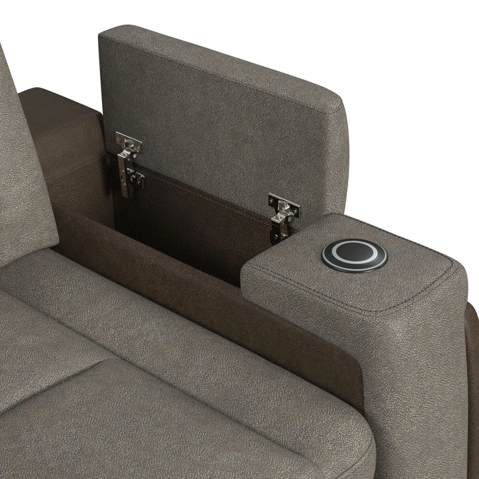 Lantana Power Motion Recliner with Power Headrest, Led ,wireless charger and cup holder in Rocky Grey/Brown