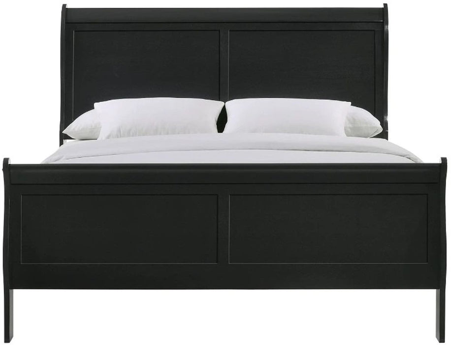 Elements International Louis Philippe Full Panel Bed in Black - Vida Furniture (Laredo,TX)