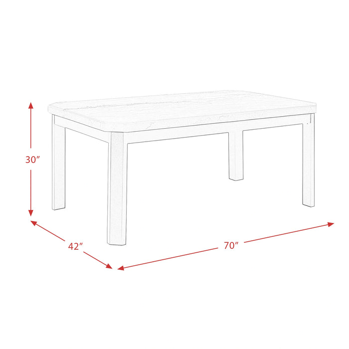 Francesca White Marble Rectangular 5PC Dining Set-Table & Four Black PU Chairs