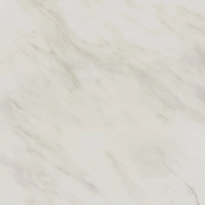 Sylvie Round Dining Table with White Faux Marble Top in Dark Brown
