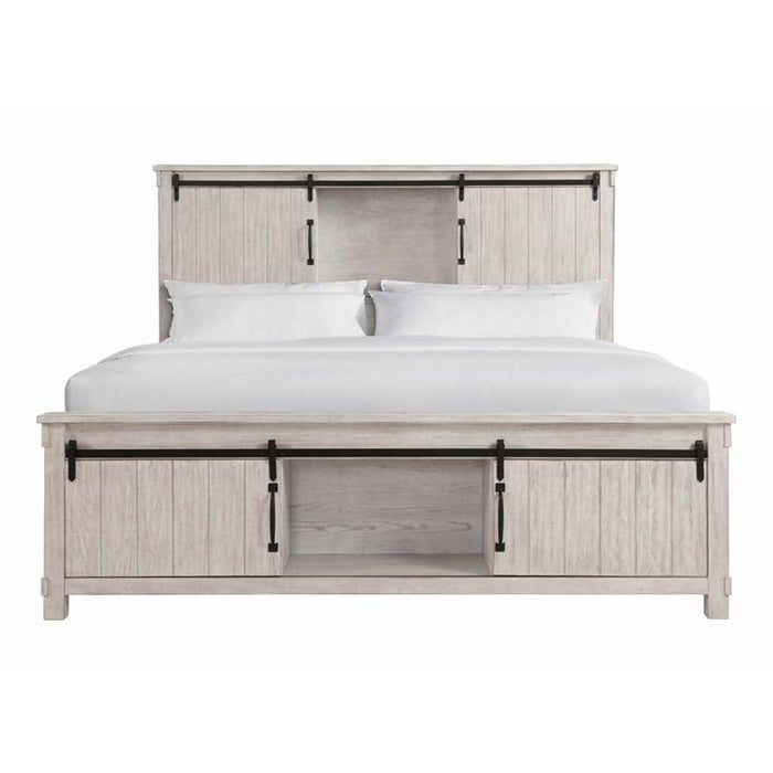 Elements International Scott King Platform Storage Bed in White - Vida Furniture (Laredo,TX)